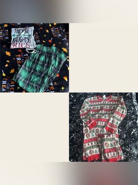 2 Piece Men’s Medium Christmas Holiday Pajama Bundle Lot